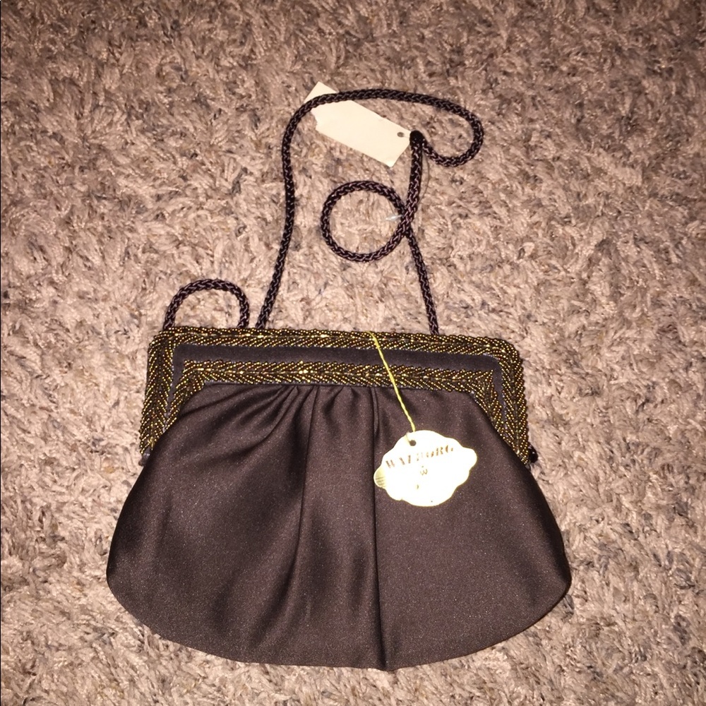 NWT Vintage Walborg brown beaded clutch